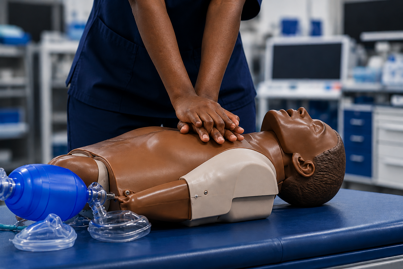 Advanced Cardiac Life Support training with adult simulation manikin
