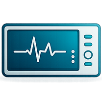 ACLS monitor icon representing advanced cardiovascular life support certification training.