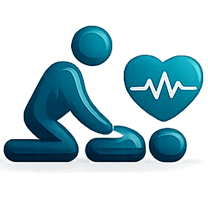Basic Life Support icon showing CPR response training for healthcare providers and clinical teams.