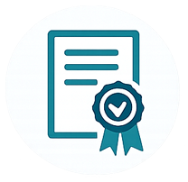 Certification document icon representing course completion and professional certification programs.