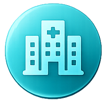 Healthcare facility icon representing certification training for clinical teams and healthcare support staff.