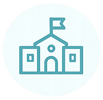 Community training school icon representing preparedness education and training programs