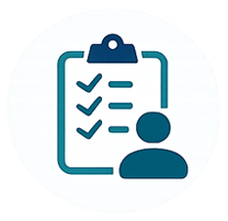 Checklist and participant icon representing certification consultation and organizational training planning.