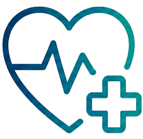 CPR AED First Aid icon with heartbeat and medical cross representing emergency response certification training