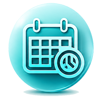 Calendar scheduling icon representing flexible healthcare certification classes, private training sessions, and organizational training availability.