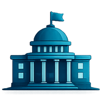 Government building icon representing municipal departments, agencies and workforce preparedness initiatives.