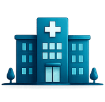 Healthcare organization icon representing medical offices, healthcare systems and clinical team certification training.