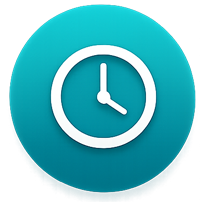 Business hours clock icon for training scheduling and customer support availability