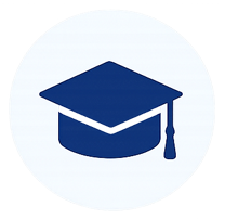 Graduation cap icon representing school certification programs and educational preparedness training.