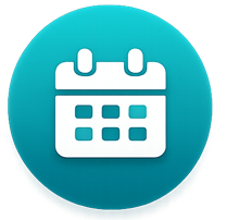 Calendar scheduling icon for healthcare certification training requests and course registration