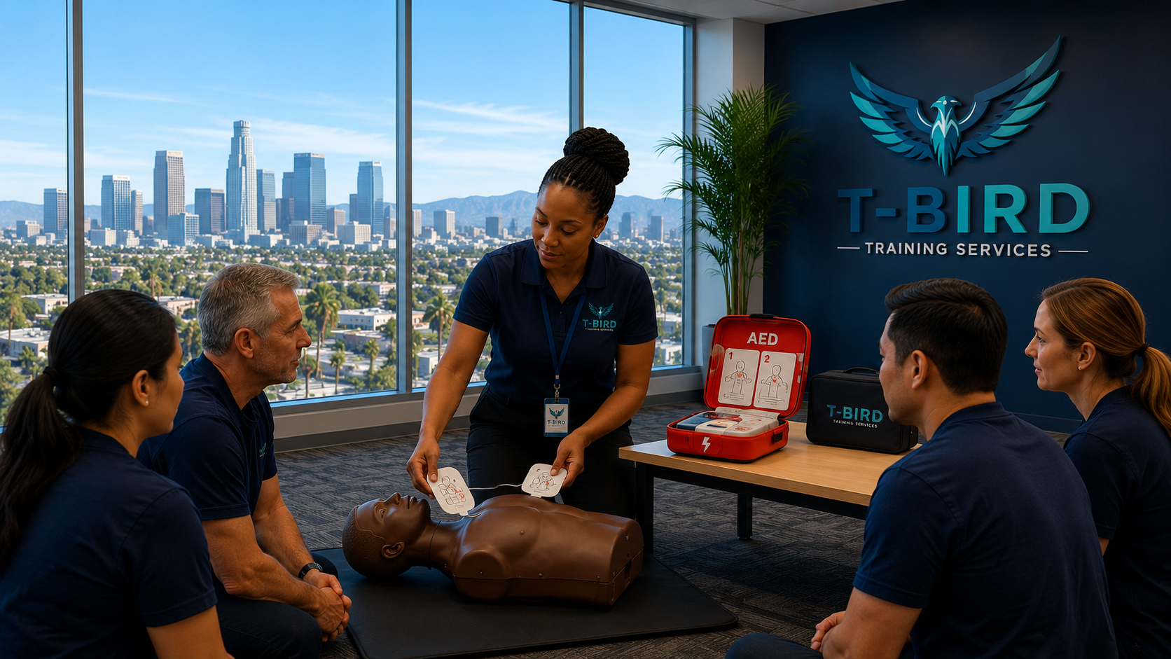 Adult CPR AED certification training classroom