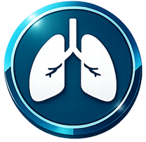 Glossy blue lungs icon representing airway management and respiratory emergency training.