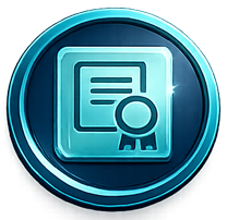 Premium glass effect digital certificate icon for Adult CPR and AED certification.