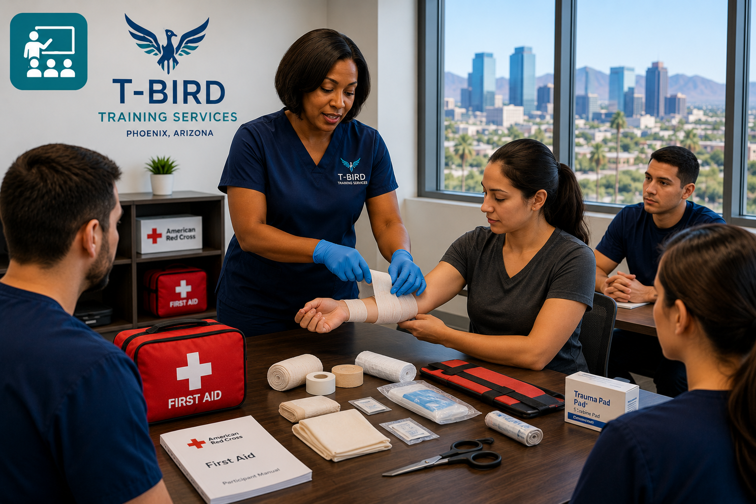 First aid certification training supplies and emergency response kit