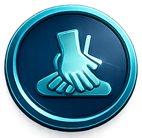Premium glass effect hands icon representing practical CPR skills training.