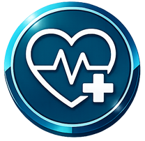 Glossy blue medical icon representing high-quality CPR training and emergency cardiac response certification.