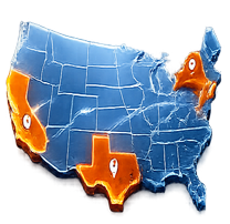 United States training coverage icon representing mobile certification and workforce training support across multiple states.