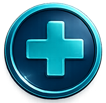 Premium glass effect medical cross icon representing American Red Cross training standards.
